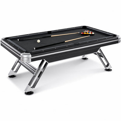 7.5' Titan Pool Table, Drop Pocket Billiard Table, Durable Steel Legs with Pool Ball and Cue Stick Set, Perfect for Family Game Rooms