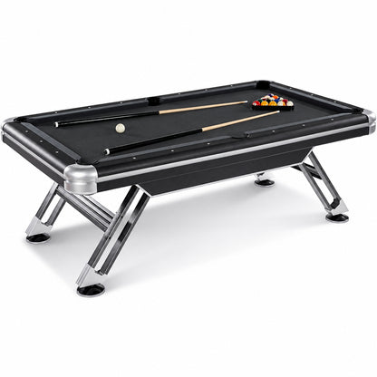 7.5' Titan Pool Table, Drop Pocket Billiard Table, Durable Steel Legs with Pool Ball and Cue Stick Set, Perfect for Family Game Rooms