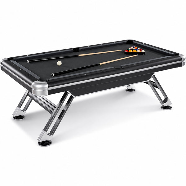 7.5' Titan Pool Table, Drop Pocket Billiard Table, Durable Steel Legs with Pool Ball and Cue Stick Set, Perfect for Family Game Rooms
