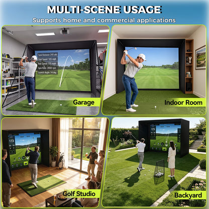 10X8 Ft Golf Simulator Enclosure Complete Kit with Alloy Steel Frame and HD Impact Screen Indoor Garage Home Golf Training Cage Equipment